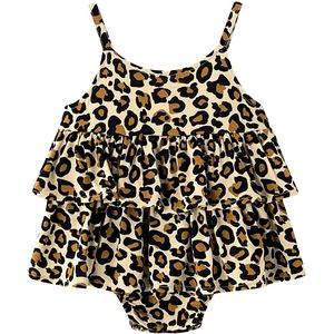 Body de Tirantes para Bebé Niña BambooBud, Estampado de Leopardo, con Volantes, sin Mangas, Traje de Verano de una Pieza para Bebés y Niñas Pequeñas - Product Image 1