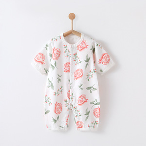 Vente Chaude : Barboteuse Bébé en Gaze de Mousseline Fine d'Été, Respirante, Idéale <span class=keywords><strong>pour</strong></span> la Climatisation, avec Logo Personnalisé, Vêtement de Nuit Doux <span class=keywords><strong>pour</strong></span> Nouveau-né - Product Image 2