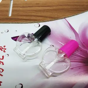 6ml PETG Kunststoff Herz Nagellack Gel Flasche Kosmetik Pinsel Flasche benutzer definierte Logo Etikett Form machen