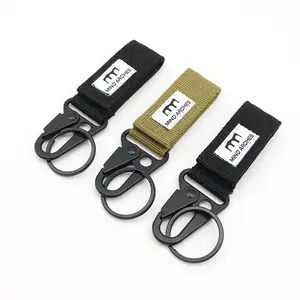 Custom Belt Keepers Molle Hook Gear Clip Nylon Keyring Holder Tactical Keychain With Woven Label