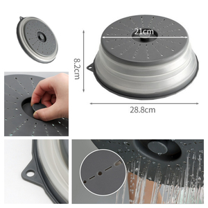 2 IN 1 Belüfteter zusammen klappbarer Mikrowellen-Splatter deckel & Silikon matte Küchen schüssel Teller deckel für Geschirrs püler BPA-frei - Product Image 6