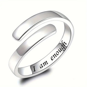 Anillo de Acero Inoxidable T0304 con Grabado 'I Am Enough', Ajustable, Unisex, Joyería Moderna, Regalo - Product Image 1