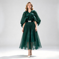 Abito da Gala Plissettato di Lusso, Spedizione in 7 Giorni, Romantico Abito Trasparente in Organza, Elegante Abbigliamento per Ospiti di Matrimonio, Boutique