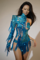Combinaison sexy à franges pour femmes, pour scène, club, maison live, tenue de danse, combinaison une pièce en strass