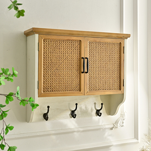 Mueble de Pared de Madera Maciza Estilo Rústico para Entrada o Sala de Estar, con Ganchos para Almacenamiento - Product Image 3