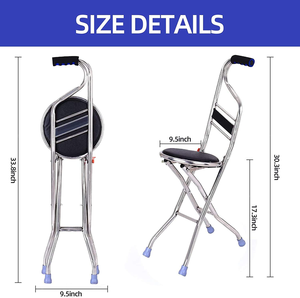 <span class=keywords><strong>Canne</strong></span> pliante avec siège pour personnes âgées, bâton de marche portable avec siège, tabouret en acier inoxydable pour la marche en extérieur des seniors - Product Image 6