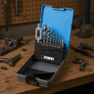 Juego de Machos de Roscar Fervi para Orificios Ciegos, Vástago Reforzado de 35 Grados, M3 a M12 - Product Image 3