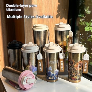 Tasse en titane de grande capacité Tasse de voiture portable simple Tasse <span class=keywords><strong>thermos</strong></span> à eau en titane pur sous vide à double couche Design moderne - Product Image 2