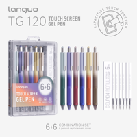 Set Pulpen Gel Layar Sentuh Multifungsi 2-in-1 Premium Seri Aurora Malam Hari, Pulpen Stylus Ramping, Tulisan Halus untuk Kantor dan Bisnis