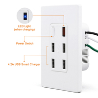 Prise murale USB standard américaine en gros d'usine, prise de charge murale multi-ports 3A+1C, prise en charge de la personnalisation OEM ODM