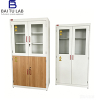 Gabinete de Almacenamiento de Reactivos de Laboratorio de Acero de Doble Puerta Personalizado con Vidrio Templado y Cerradura para Laboratorios Farmacéuticos de I+D y Control de Calidad
