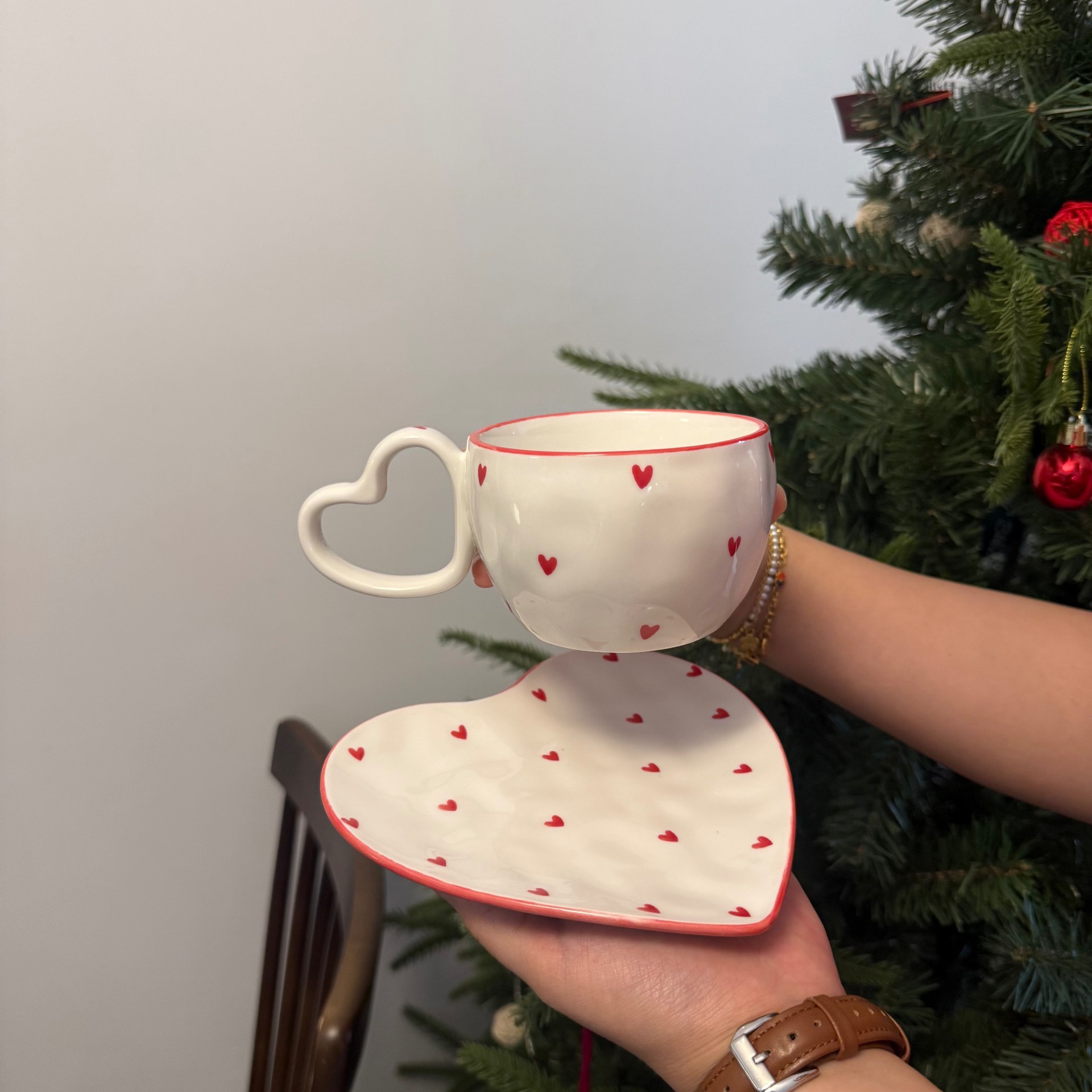 Tazza a forma di cuore piccola 280ml + piattino 15.3*14.2cm