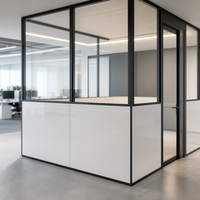 Système de cloisons de bureau modulaires en verre avec panneaux en MDF et en métal, design moderne pour une utilisation en école/entrepôt, écran d'intimité