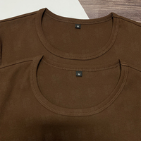 Haut à manches longues pour femme, coupe ajustée, col rond, couleur unie, décontracté, été, avec logo personnalisé, vente en gros