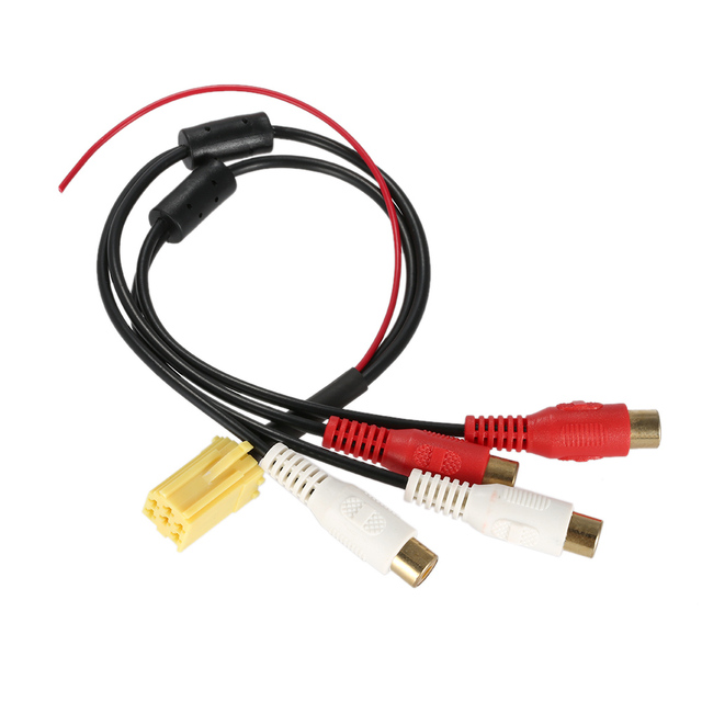Car Mini 6 Pin ISO Adapter Aux Line Out 4 Chinch Kabel 4 RCA Plug for VW Seat Skoda Blaupunkt VDO Audi Ford