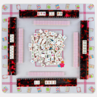 Tuiles de Mahjong Américaines de Luxe Modernes Roses, Personnalisées, en Acrylique Gravé 4 Couches, 160mm, Ensemble de Voyage et de Divertissement