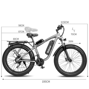 Bicicleta de Montaña con Llantas Gruesas de 1000W 145H 48V 45km/h, Cuadro de Aluminio, Batería de Litio de 15AH, 21 Velocidades, E26, Bicicleta Eléctrica - Product Image 2