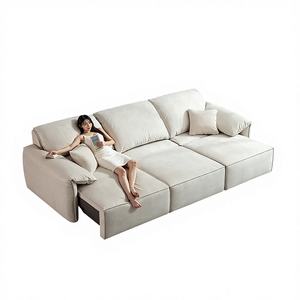 Sofá Cama Eléctrico Convertible de Tres Plazas con Patas de Tela para Sala de Estar, Diseño Simple de Oreja de Elefante, Telescópico para Apartamentos Grandes y Pequeños - Product Image 2