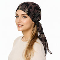 Turban imprimé léopard pré-noué pour femme, foulard à nouer à l'arrière, en polyester doux, pour la perte de cheveux (chimiothérapie)