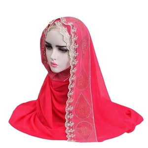 New <strong>Fashion</strong> Middle East Muslim Head Scarf <strong>Hijab</strong> Luxury Stone Stitching Lace Scarves Women Rhinestones <strong>Turban</strong> Hat H0268 - Product Image 5