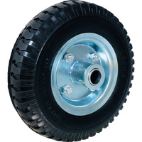 Roue pleine en mousse PU anti-crevaison de 8 pouces (200x50) noire à bande de roulement nervurée avec moyeu en plastique intégré pour chariot à main et brouette