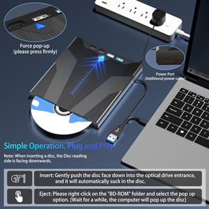 Grabadora de <span class=keywords><strong>Blu</strong></span>-<span class=keywords><strong>ray</strong></span> Externa con Ranura, Doble USB 3.0 + Doble HUB Tipo-C, Lector de Tarjetas SD/TF, Compatible con BD-R DL de 50GB para Laptop, PC y Mac - Product Image 4