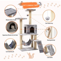 Meuble tour à chat en bois de luxe, structure d'escalade robuste pour chat avec lit confortable et griffoir pour plusieurs chats, articles pour animaux de compagnie