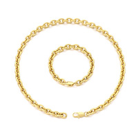 Bracelet et collier tendance en acier inoxydable, chaîne O multi-tailles, chaîne vierge avec fermoir mousqueton, accessoires de mode unisexe