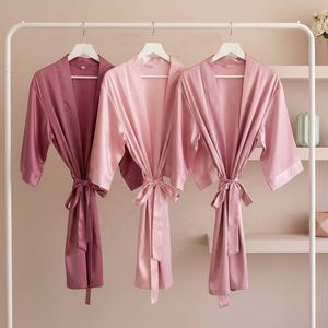 Peignoir Kimono en Soie Satiné Uni pour Mariée, Demoiselle d'Honneur et Femme – Robe de Chambre du Matin, Vente en Gros - Product Image 2