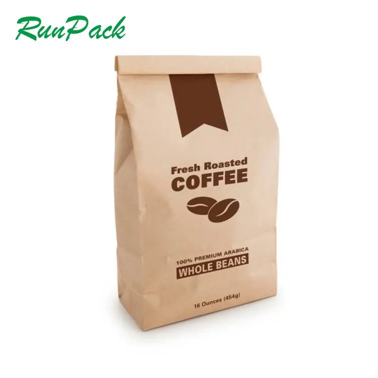 Compostable laminated foil stand up bulk flat bottom tea pouch paper coffee bean packaging bags