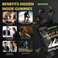 Gummies de Shilajit et Ashwagandha de l'Himalaya Pur pour Adultes, pour le Soutien Immunitaire et l'Énergie