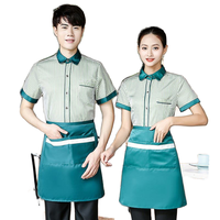 Uniformes de serveur/serveuse de restaurant sur mesure, vêtements de travail d'été, vente en gros avec logo imprimé