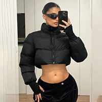 Fabricant de doudounes d'hiver de couleur personnalisée pour femmes 100% Polyester Bubble Cropped Outerwear Noir avec logo Décoration