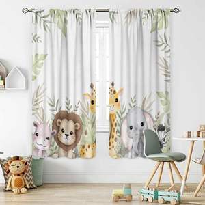 <span class=keywords><strong>Tende</strong></span> per Cameretta a Tema Giungla e <span class=keywords><strong>Safari</strong></span>, Stampa Giraffa, Decorazione per Stanza dei Bambini, Design Animale, 2 Pannelli Personalizzabili - Product Image 2