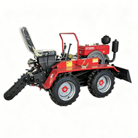 Mini Tractor Multifuncional de 4 Ruedas Diésel con Cuchilla Topadora, Zanjadora para Topear, Labrar, Desherbar, Nivelar y Cavar Zanjas