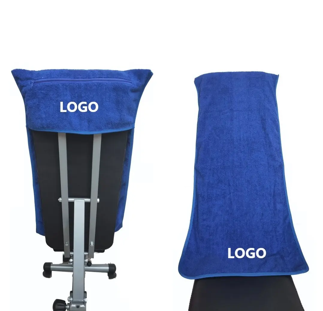 Özel Logo spor salonu tezgah havlu fermuarlı cep ile % 100% pamuk spor havlu Fitness