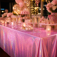 Nappe en PEVA rose vif scintillante, imperméable, jetable, rectangulaire, en plastique, pour dîner de Noël, banquet, fête