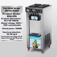 Machine à yogourt glacé commercial, 3 saveurs, pour boutique de yogourt, avec écran numérique et système de pompe à air