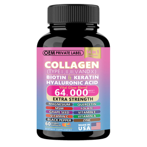 OEM Bestseller 14-in-1 Collageen Peptide <span class=keywords><strong>Capsules</strong></span> Vital Glow Mariene Collageen Biotine Keratine voor Gezonde Huid Beautyproducten - Product Image 1