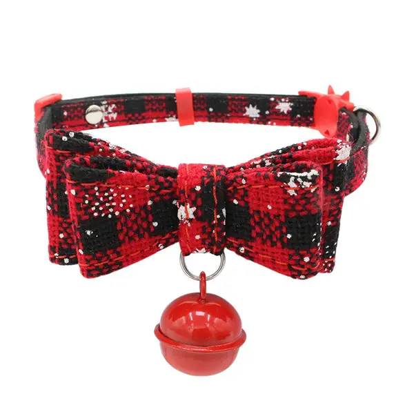 New Adjustable Christmas pet collar with bell charm necklace collar for puppy cat collar pet supplies hot sale