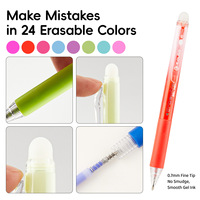 Stylo gel effaçable U+ pour étudiants et usage professionnel, 0,7 mm, rétractable, multicolore, séchage rapide, encre réinscriptible