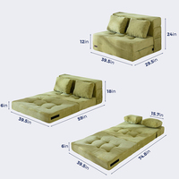 2-Sitzer Cord-Schlafsofa Klappbares Schlafsofa mit Zierkissen für Kleine Räume Apartment-Sofa in einer Box