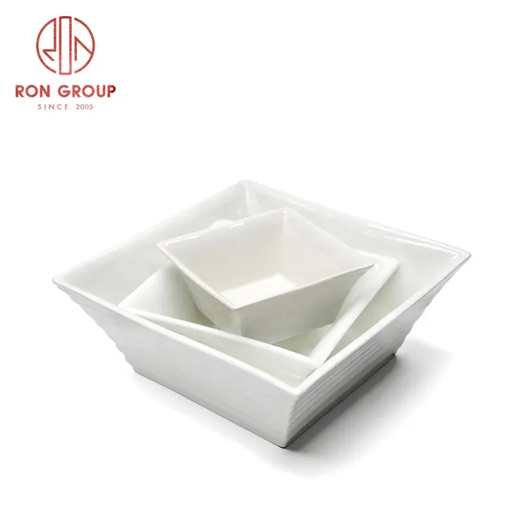 Wholesale White Ceramic Dinnerware Porcelain Plate Set Square Big Dishes for Restaurant Hotel Buffet-Fruit Bread Food Serving