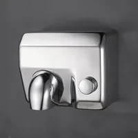 Sèche-mains mural commercial en acier inoxydable brossé 304, buse rotative à 360°, bouton poussoir pratique pour les toilettes