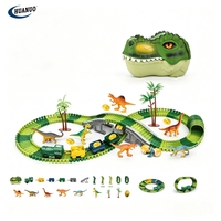 Ensemble de voitures de train électrique flexibles avec étui de rangement, jouets dinosaures pour enfants, kit de construction de voies ferrées STEM, jouets cadeaux en gros
