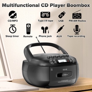Boombox portable avec lecteur de cassettes, lecteur MP3 BT USB, télécommande, radio AM FM, pour la maison, la cuisine, ou comme cadeau - Product Image 6