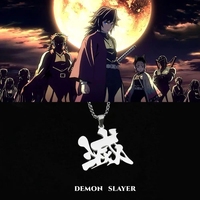 Akaza Symbole Collier Pour Hommes Femmes Titane Anime Demon Slayer Pendentif Bijoux Tendance Anime Accessoires Cosplay Couple Cadeau