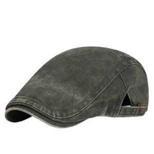 Washed Denim Flat Cap Unisex Solid Color Breathable Sunshade Four Seasons Ivy Hat - Product Image 4