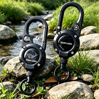 En gros, cordon de porte-badge en acier inoxydable durable avec boussole pour la pêche et l'escalade, accessoires de porte-clés étanches