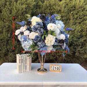 Centrotavola di Fiori Artificiali Realistici Personalizzati <span class=keywords><strong>Blu</strong></span> e Bianchi per Decorazioni Matrimoniali ed Eventi - Product Image 2